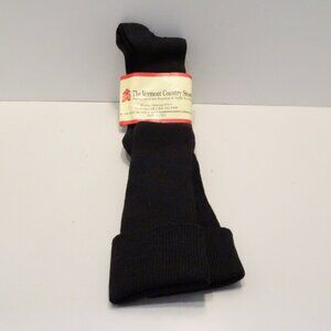 Vintage The Vermont Country Store Ladies Cotton Nylon Knee Socks Black 9-11 NOS